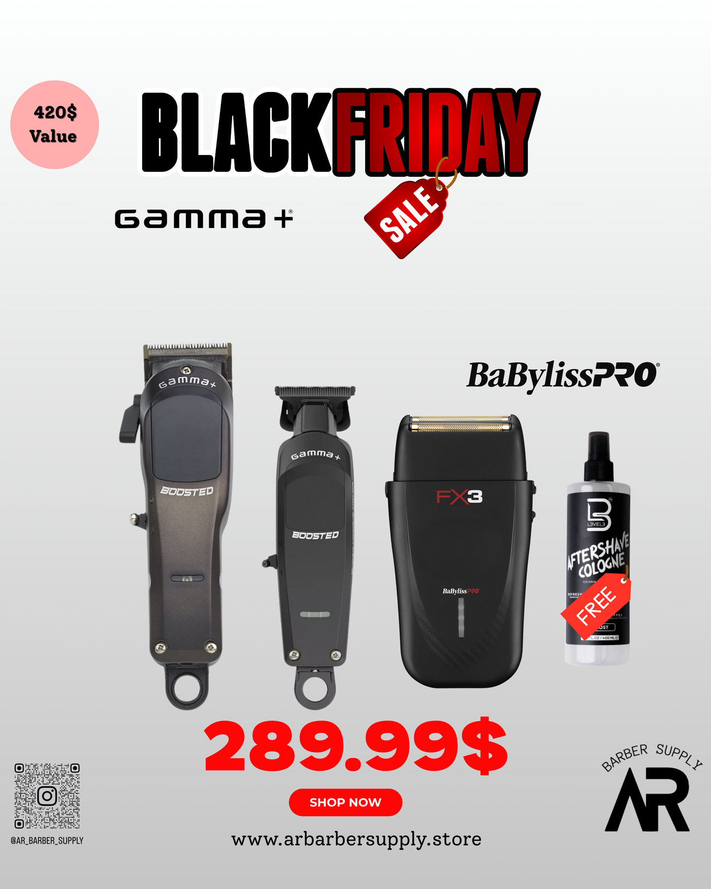 Gamma+ Boosted Clipper & Trimmer + BaBylissPRO FX3 Shaver (FREE Cologne)