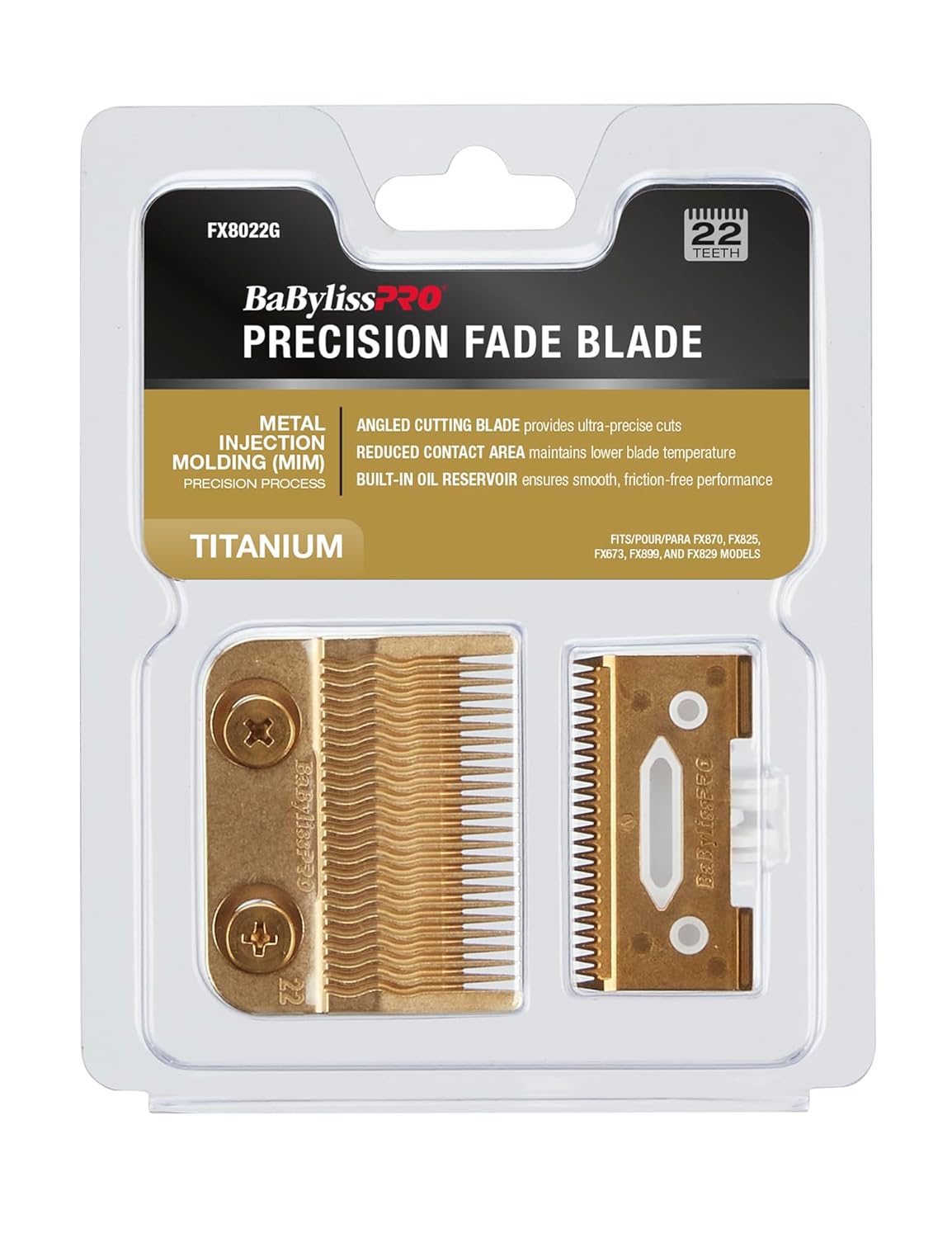 BaBylissPRO® Gold Titanium Metal-Injection Molded (MIM) Precision Fade Blade