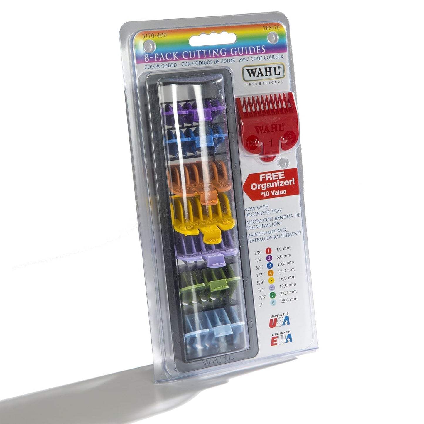Wahl Professional Cutting Guides 1/8 Color Coded Clipper Guards Durable Easy to Use
