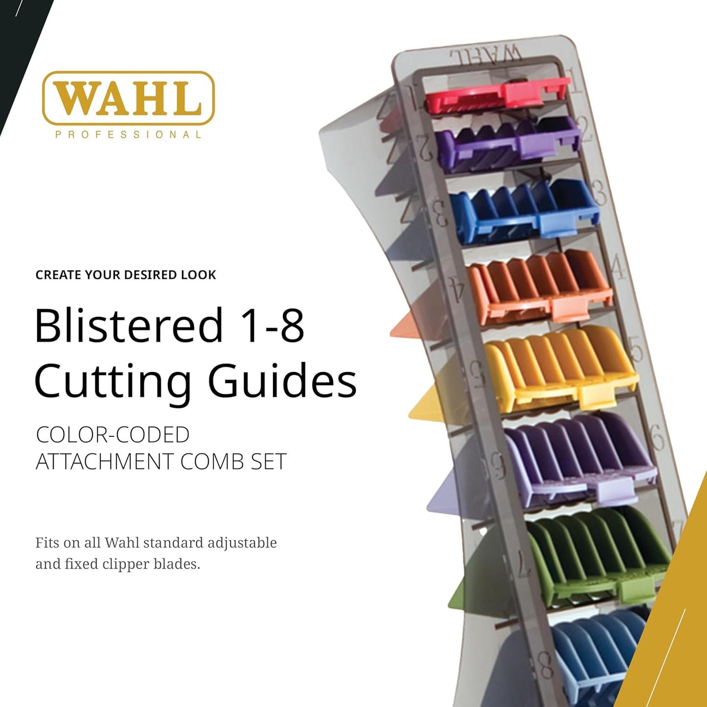 Wahl Professional Cutting Guides 1/8 Color Coded Clipper Guards Durable Easy to Use