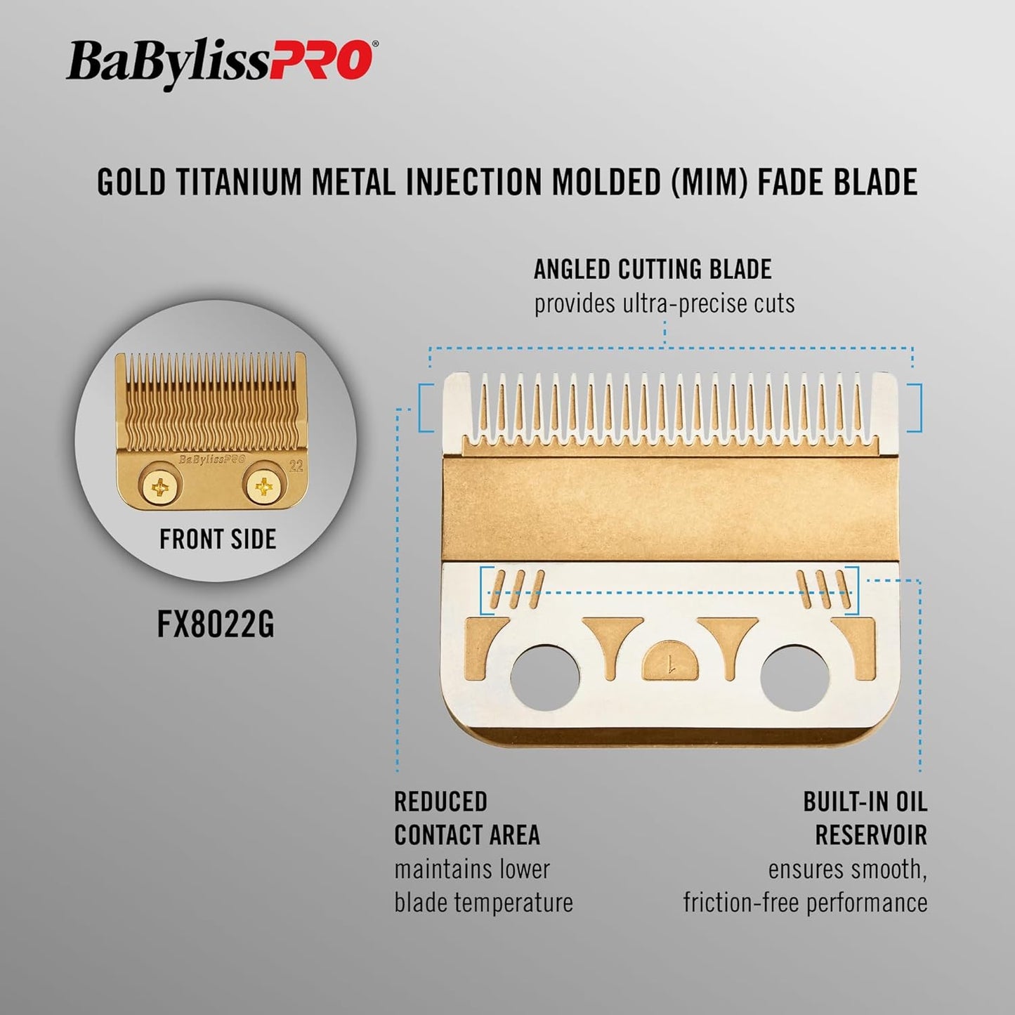 BaBylissPRO® Gold Titanium Metal-Injection Molded (MIM) Precision Fade Blade