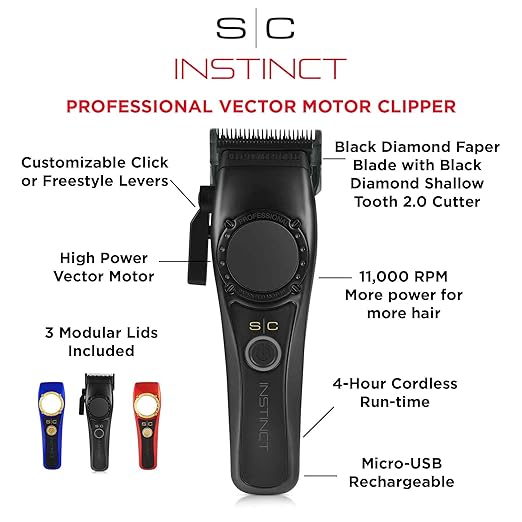 Instinct Clipper - Professional Cordless Hair Clipper with Intuitive Torque Control and Vector Motor