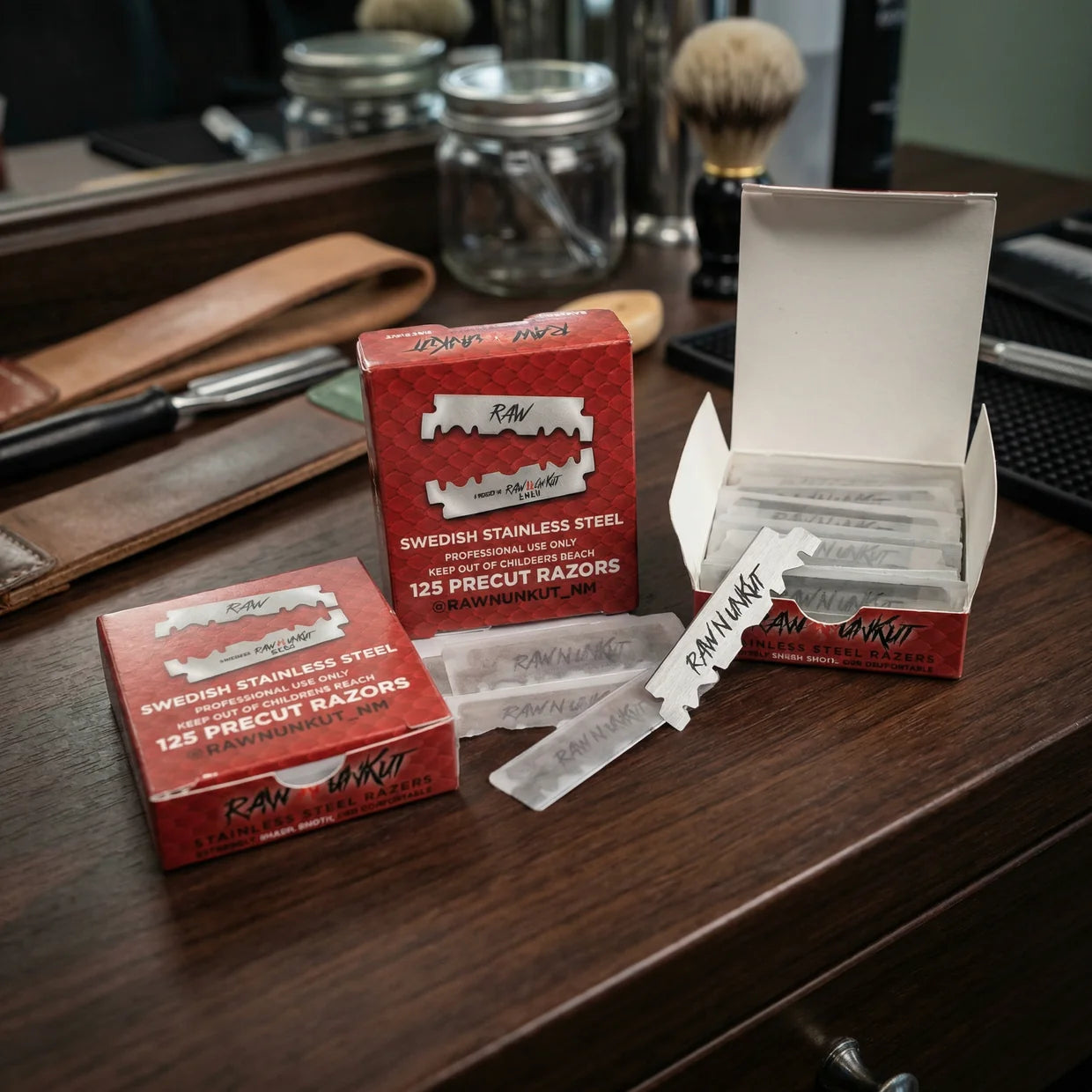 RAW N UNKUT Precut Razor Blades — Professional Barber Grade | Swedish Steel