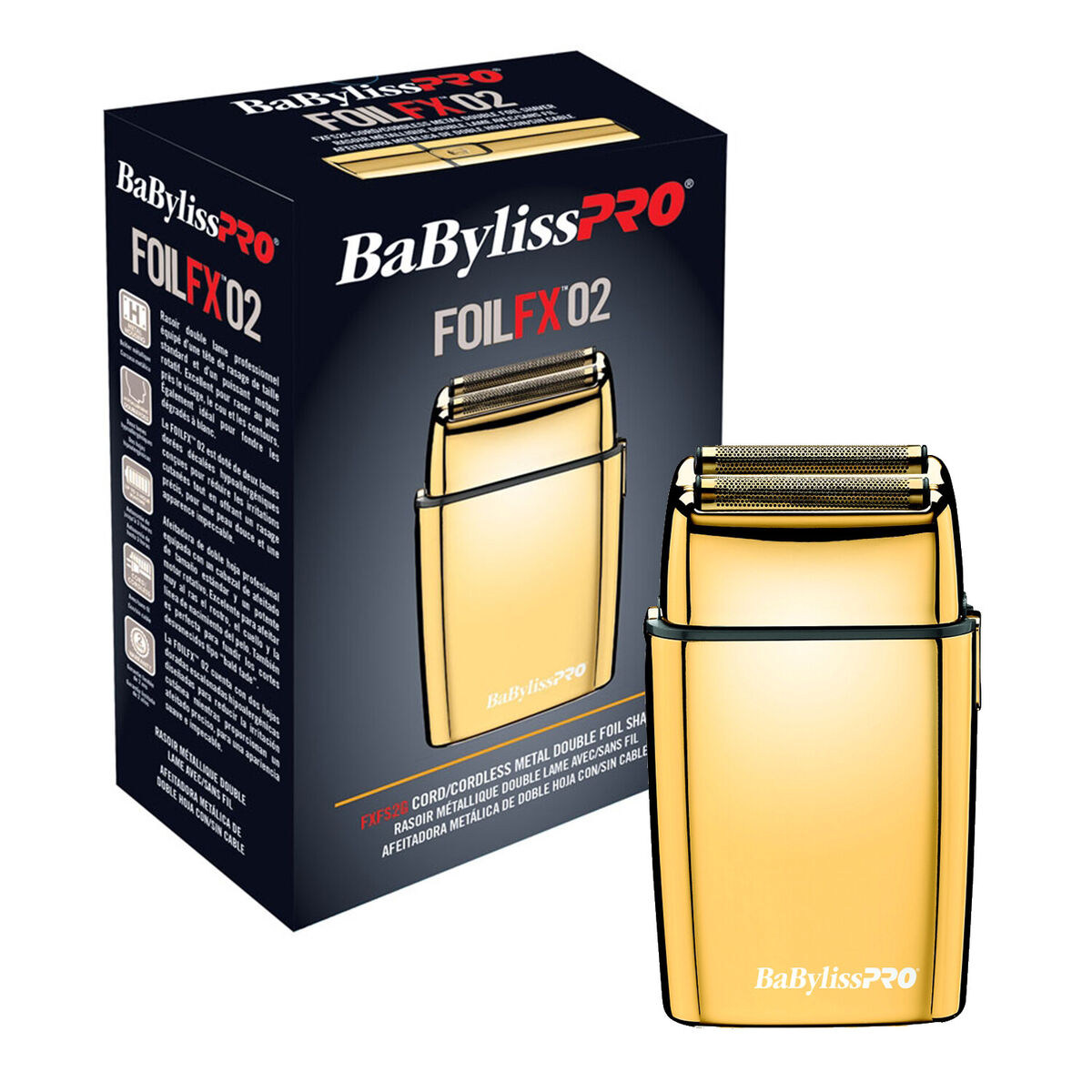 BaBylissPRO® FOILFX02™ Cordless Gold Metal Double Foil Shaver