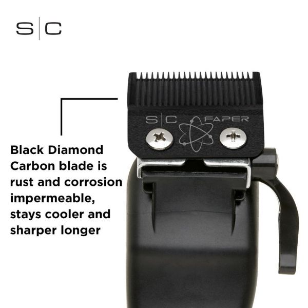 Replacement Fixed Black Diamond Carbon DLC Faper Hair Clipper Blade with Moving Black Diamond Carbon Slim Deep Tooth Cutter set