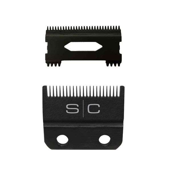 Replacement Double Black Diamond Carbon DLC Fixed Fade Blade with Shallow Tooth Cutter 2.0 Clipper Blade Set