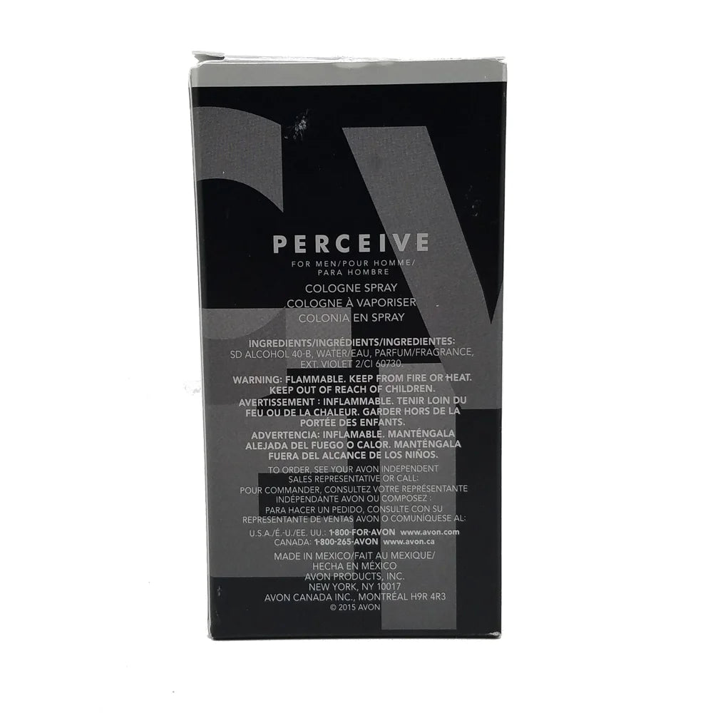 AVON Perceive for Men Eau de Toilette Spray 100ml / 3.4 fl oz (Pack of 2) – Long Lasting Fresh Fragrance for Men