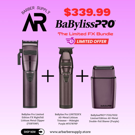 Mega Deal - BaBylissPRO Limited Edition FX NightFall Lithium Metal Clipper and Trimmer & Foilfx02 Shaver ($510 Value For $339.99!)