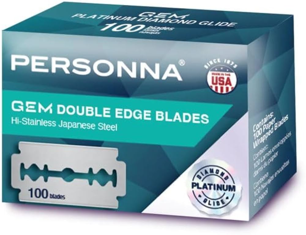 Personna GEM Platinum Diamond Glide Double Edge Razor Blades, 100 Count, Surgical-Grade Stainless Steel Safety Razor Blades for Smooth Wet Shaving