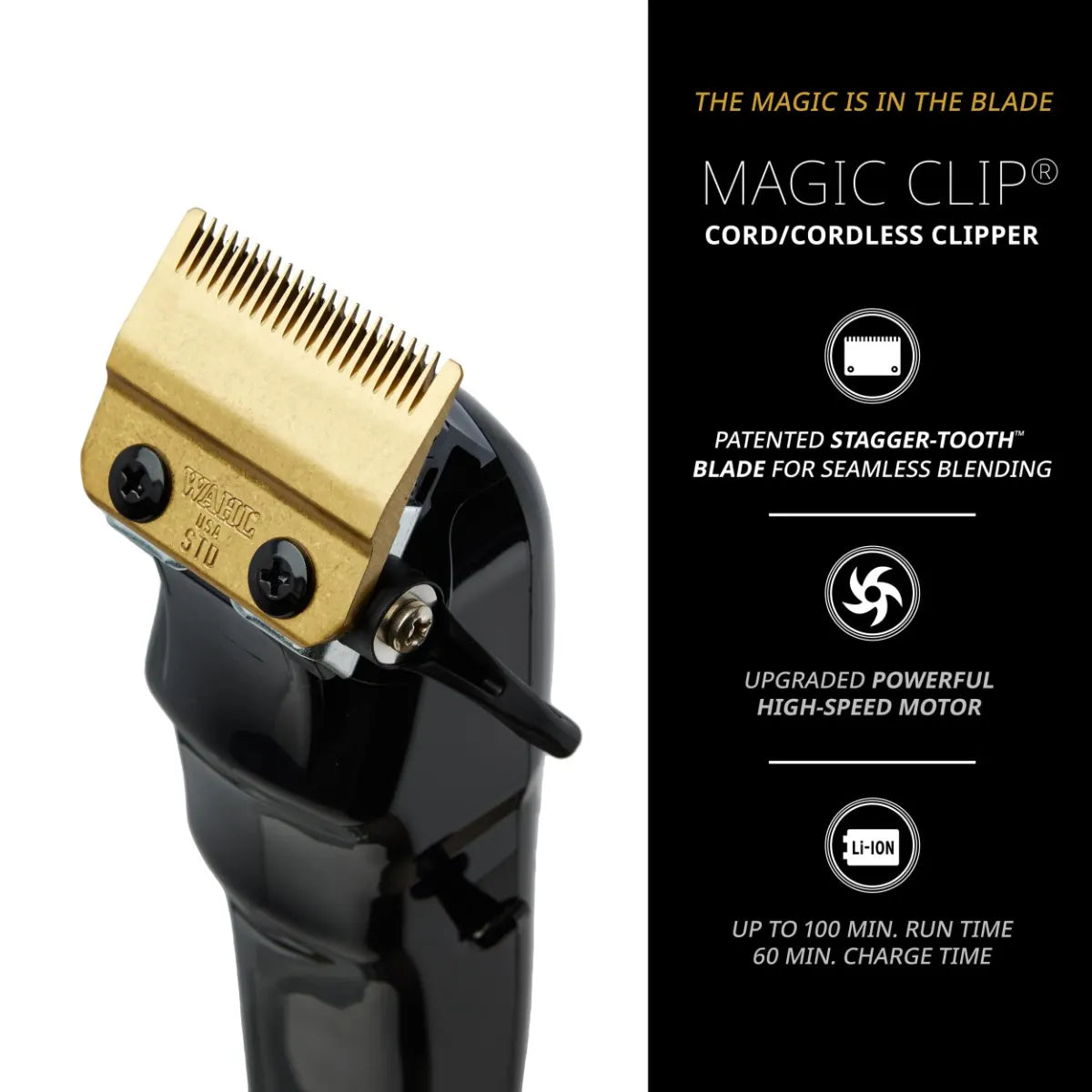 Wahl Professional 5 Star Series Cord/Cordless Magic Clip - Full Size Hair Clipper with Precision Blades, Lithium Ion Battery, and 100+ Minute Run Time for Professional Barbers & Stylists