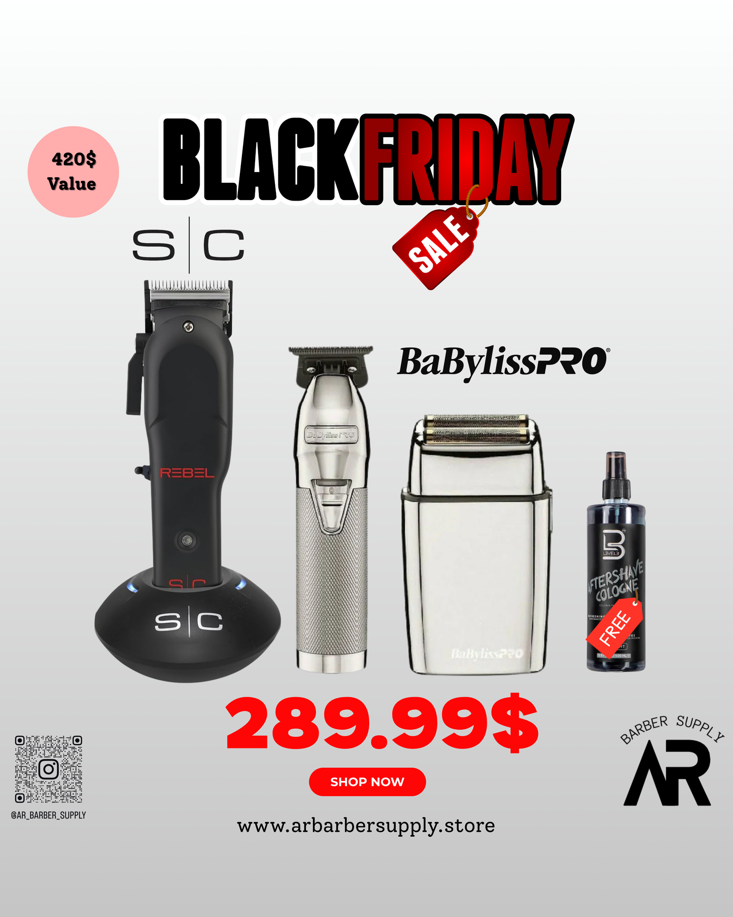 StyleCraft Rebel Clipper + SilverFX Trimmer + FOILFX02 Shaver (FREE Cologne)