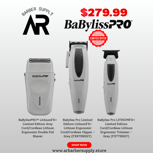 Mega Deal - BaBylissPRO® Limited Edition Grey LithiumFX+ Complete Bundle – Clipper, Trimmer & Shaver (Value of $480 for only 279.99!)