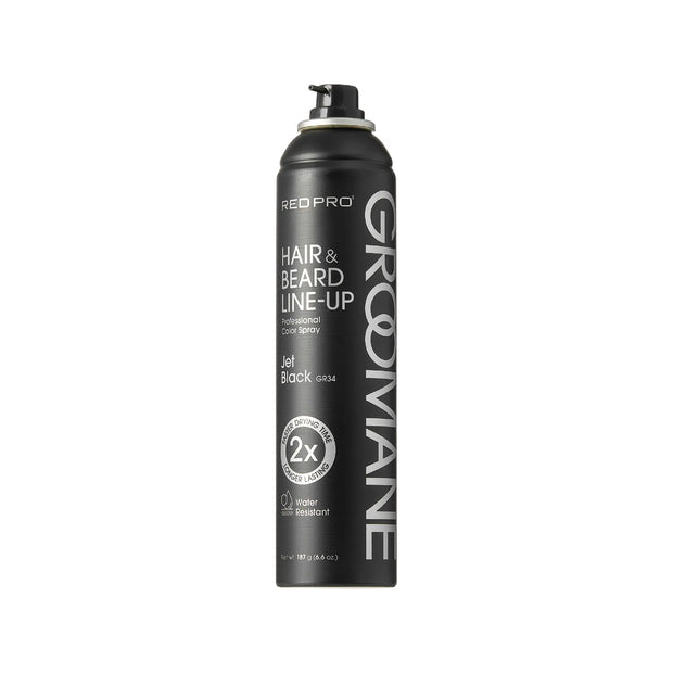 RED Pro GROOMANE Temporary Color Spray for Hair & Beard Line-Up, Barber Grade, Quick-Drying, 2X Longer-Lasting (Up to 20 Washes), Precision Nozzle, No Ammonia, Peroxide (Black, 6.6oz)