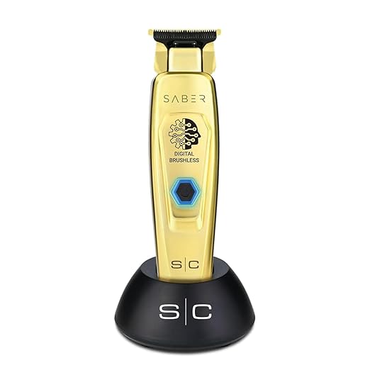 Saber Trimmer - Professional Cordless Hair Trimmer with Full Metal Body and Digital Brushless Motor in Gold
