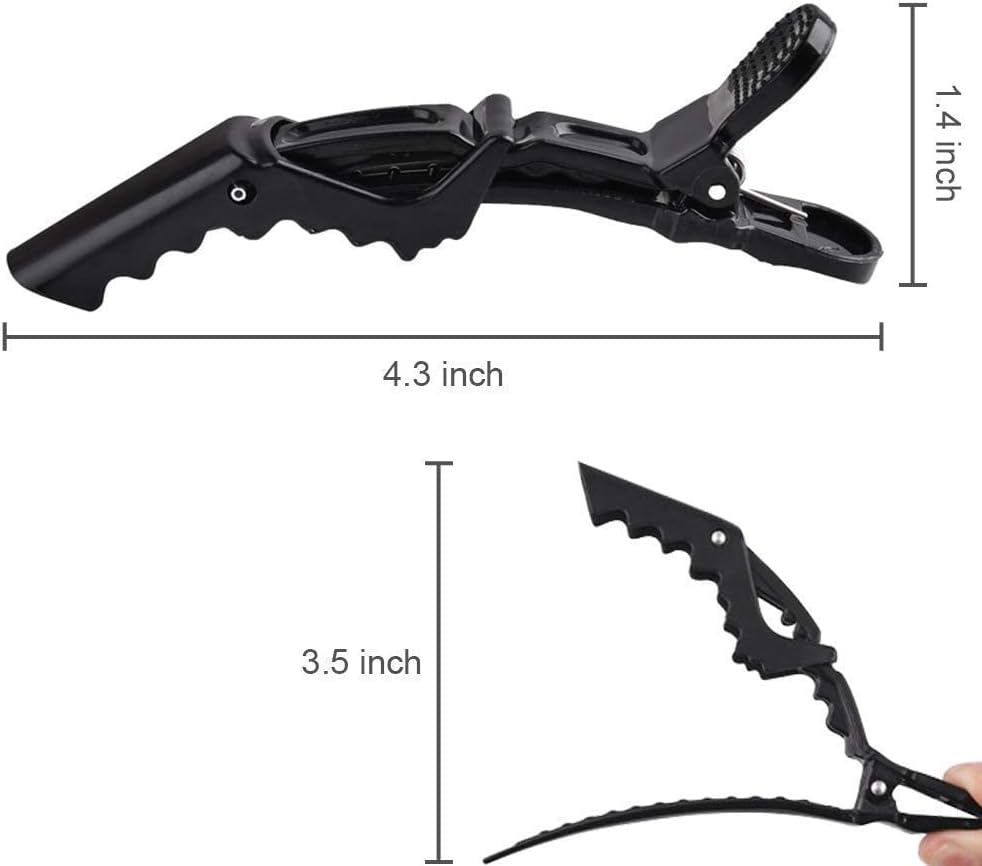 Crocodile Hair Clips-6 Pieces Set Professional Plastic Hair Sectioning Clips Black