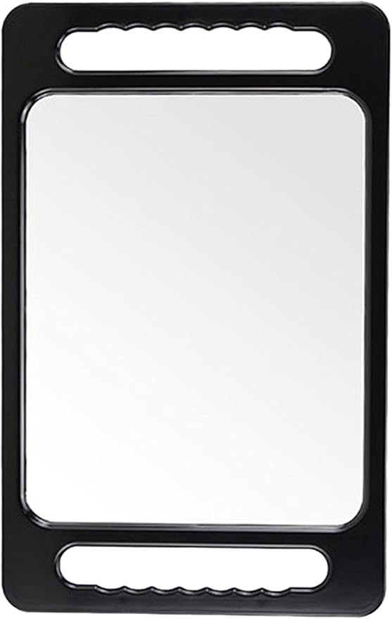 AR Hand Mirror with Hair Cutting, Large Rectangular | 16"x10" Largehand, Ergonomically Designed Handle, Zero-distortion, for Salons and Beauty Salons, (Black)