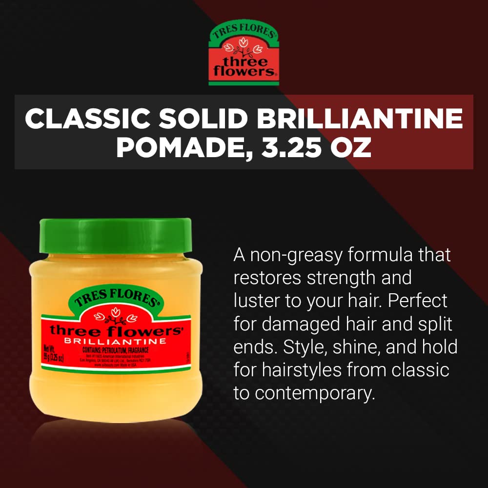 Three Flowers Brilliantine Pomade Solid 3.25 oz Brand: Three Flowers
