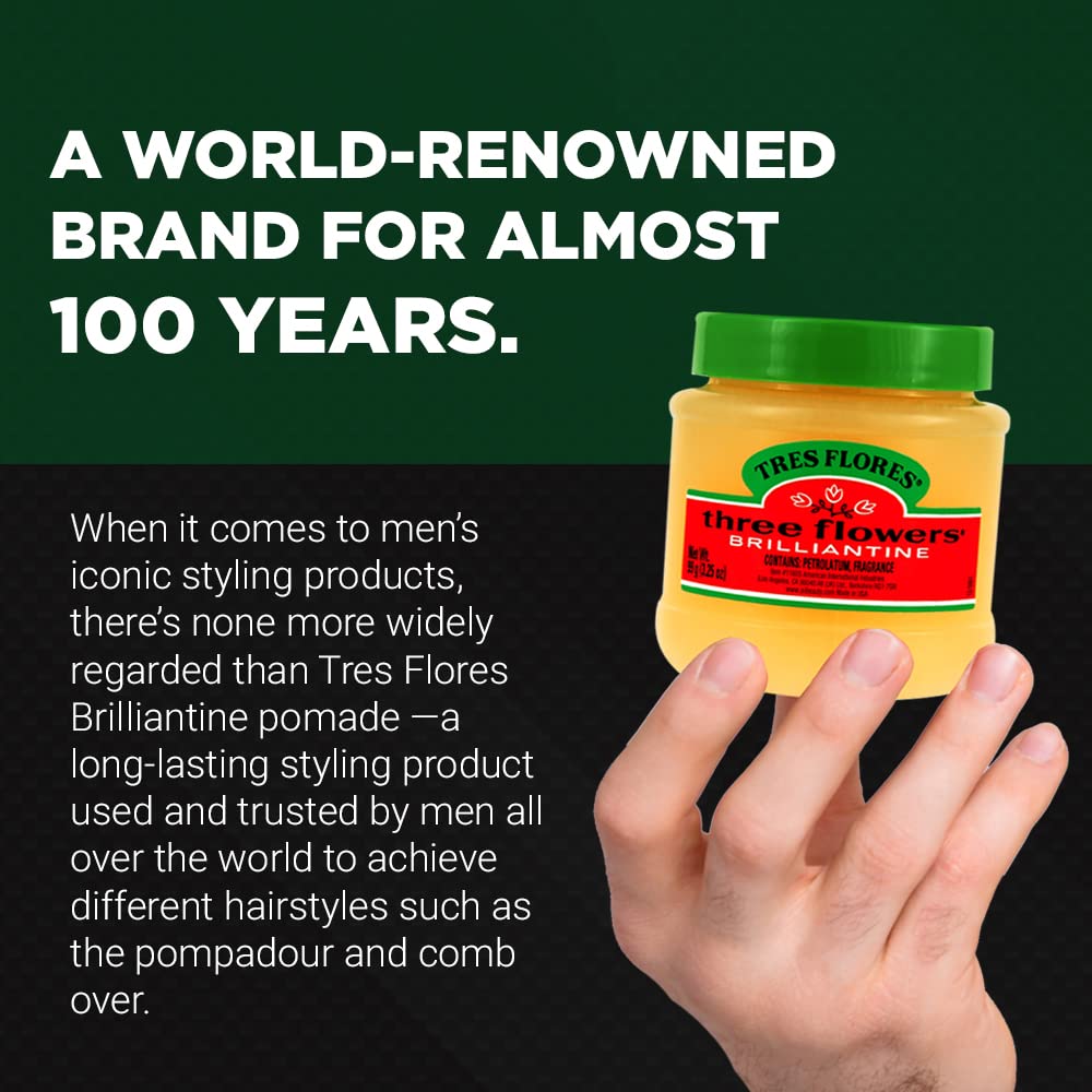 Three Flowers Brilliantine Pomade Solid 3.25 oz Brand: Three Flowers