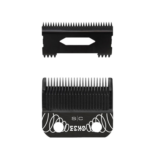 Replacement ECHO Faper Fixed Black Diamond Carbon DLC Hair Clipper Blade with Shallow Tooth 2.0 Cutter Set