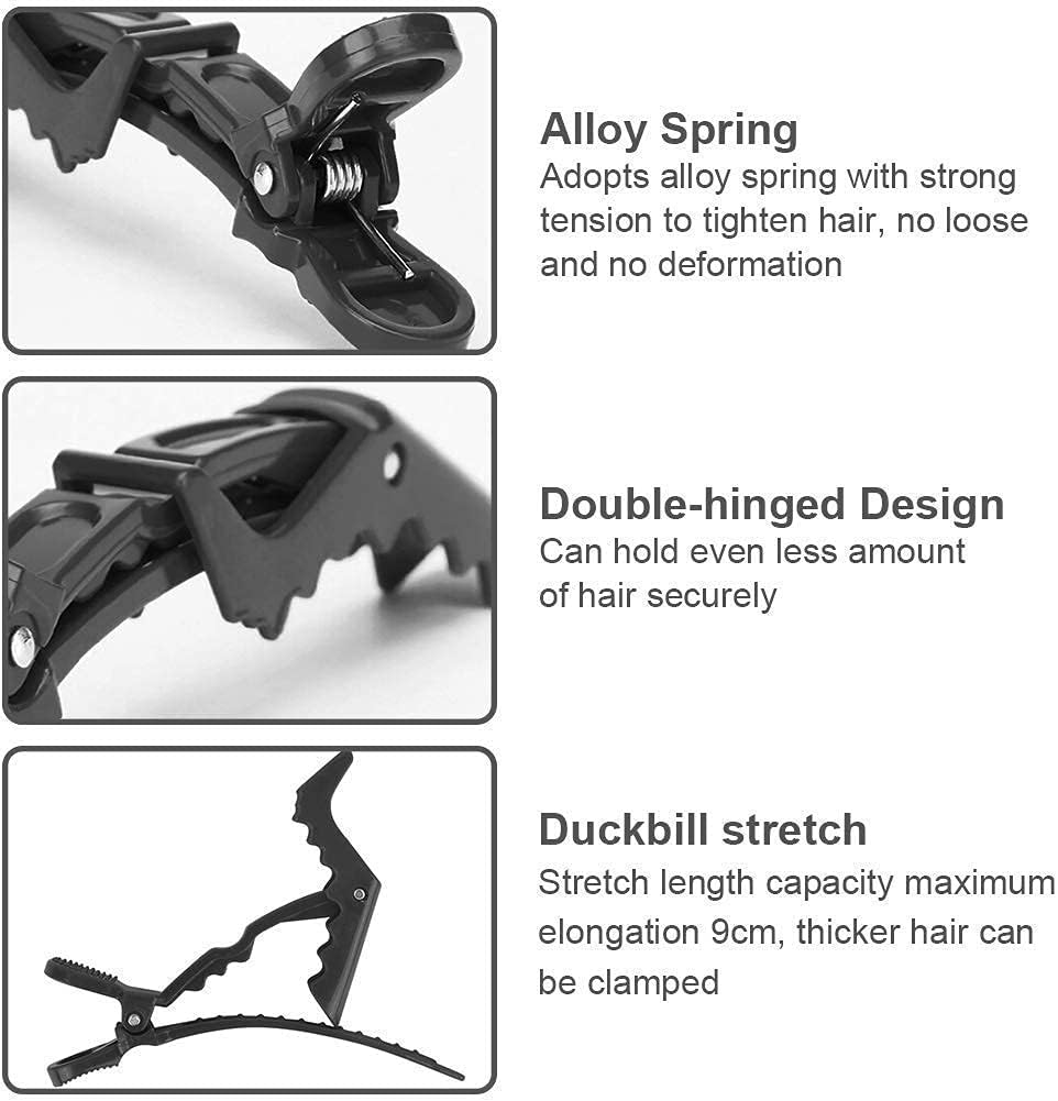 Crocodile Hair Clips-6 Pieces Set Professional Plastic Hair Sectioning Clips Black