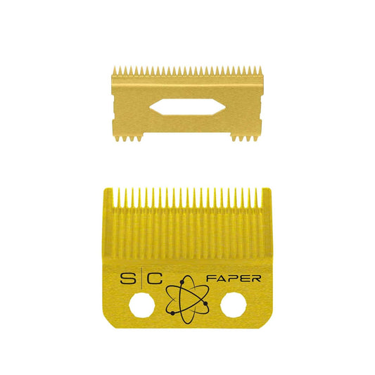 StyleCraft Replacement Fixed Gold Titanium Faper Hair Clipper Blade with Moving Slim Deep Cutter Set