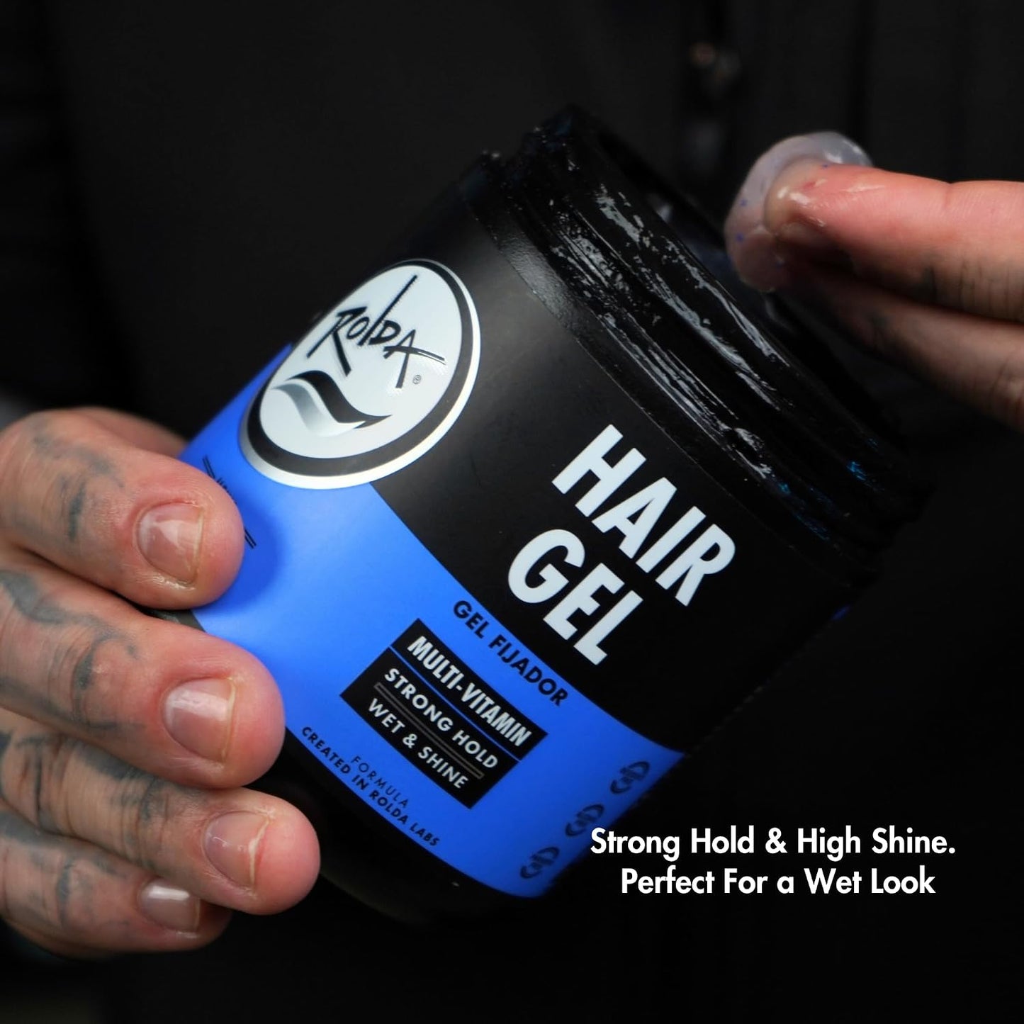 Rolda - Multi-Vitamin Men's Hair Styling Gel | Vitamin E Capsules, Medium Hold, High Shine, Wet Look, Alcohol-free, Paraben-Free, Flake-free 500G