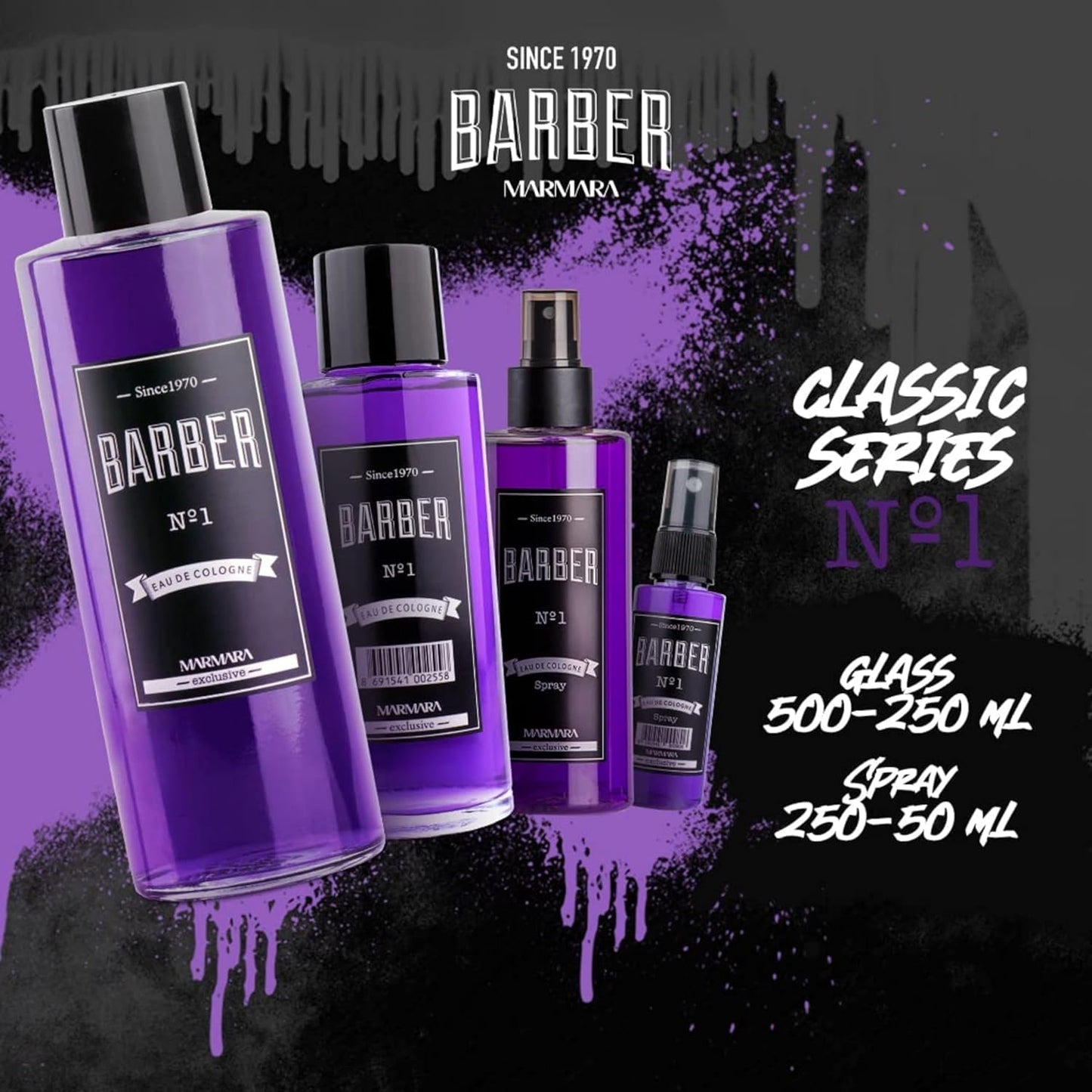 Marmara Barber Cologne - Best Choice of Modern Barbers and Traditional Shaving Fans Spray Bottle 8.45 fl oz. (250 ml, No1)