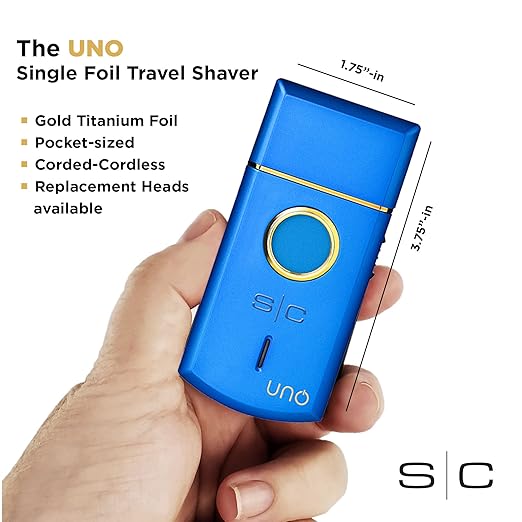 StyleCraft Uno Cordless Foil Shaver, Mini Travel Size, Portable, Gold Titanium Premium Head