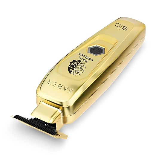 Saber Trimmer - Professional Cordless Hair Trimmer with Full Metal Body and Digital Brushless Motor in Gold