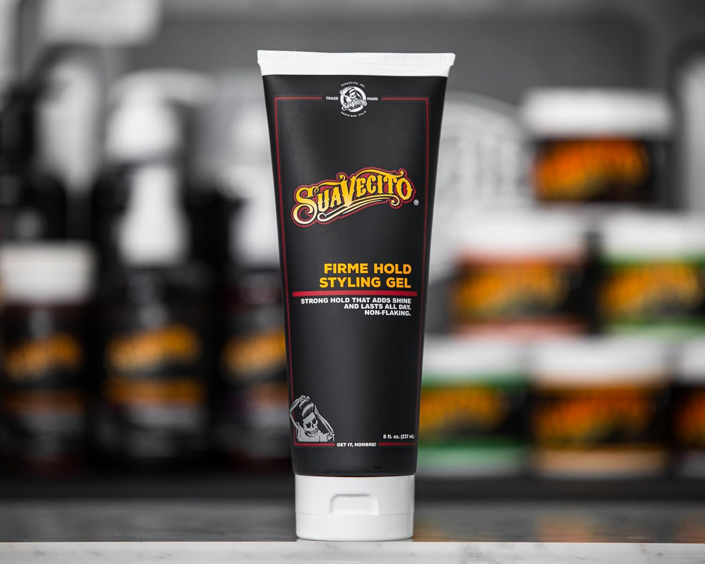 Suavecito Firme Hold Styling Gel – Strong Hold, Flake-Free Hair Gel for Men | Alcohol-Free, Water-Based Formula | All-Day Control with No Crunch 8oz