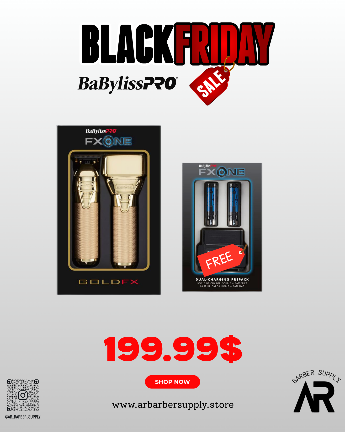 BaBylissPRO® GoldFX FXONE Clipper & Trimmer Combo + FREE Charger Pack