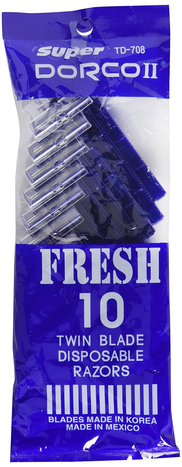 DORCO SUPER FRESH TWIN BLADE DISPOSABLE RAZORS - 10CT