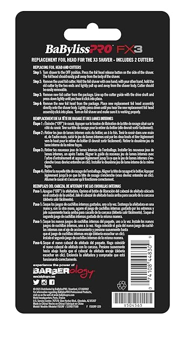 BaBylissPRO® Replacement Foils & Cutter for FX3 Double Foil Shaver (Red)