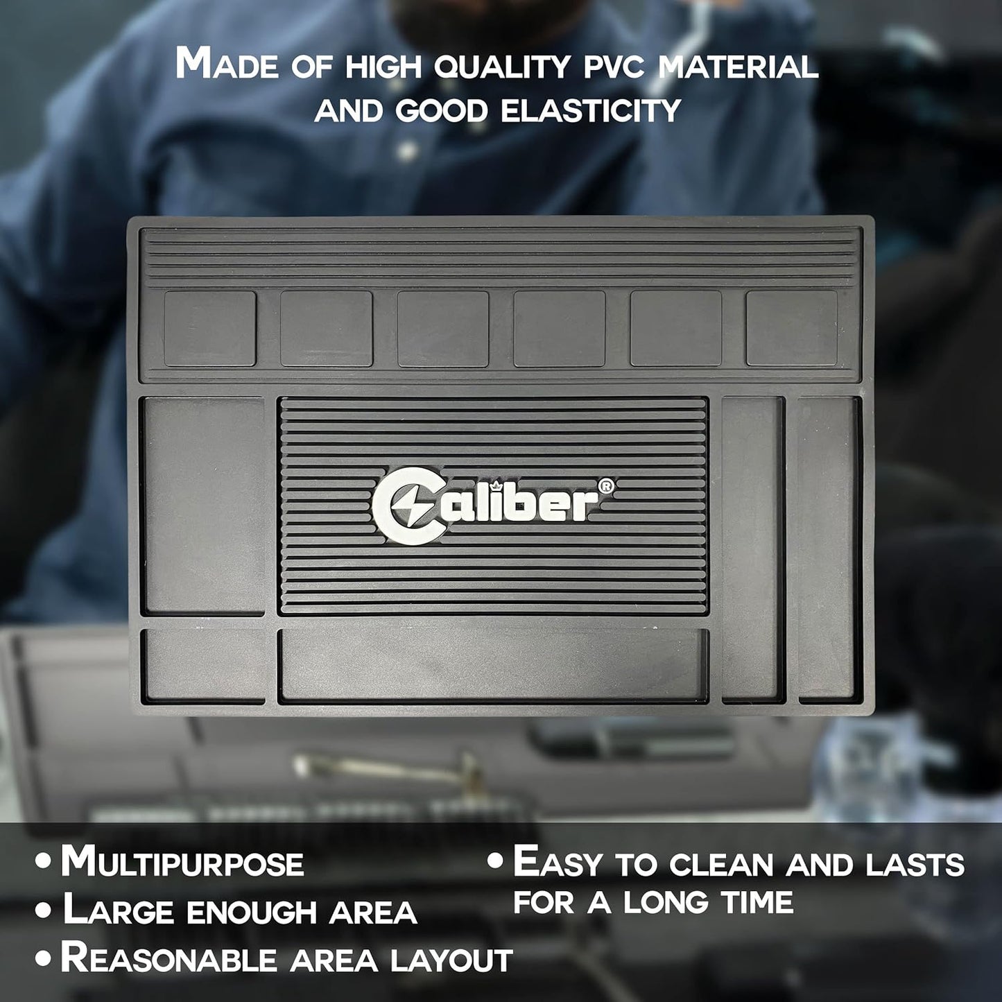 Caliber Pro Magnetic Mat - 6 Magnetic Spaces for Clippers - Non-Slip Heat Resistant Surface - Keeps Barber and Beauty Tools Organized