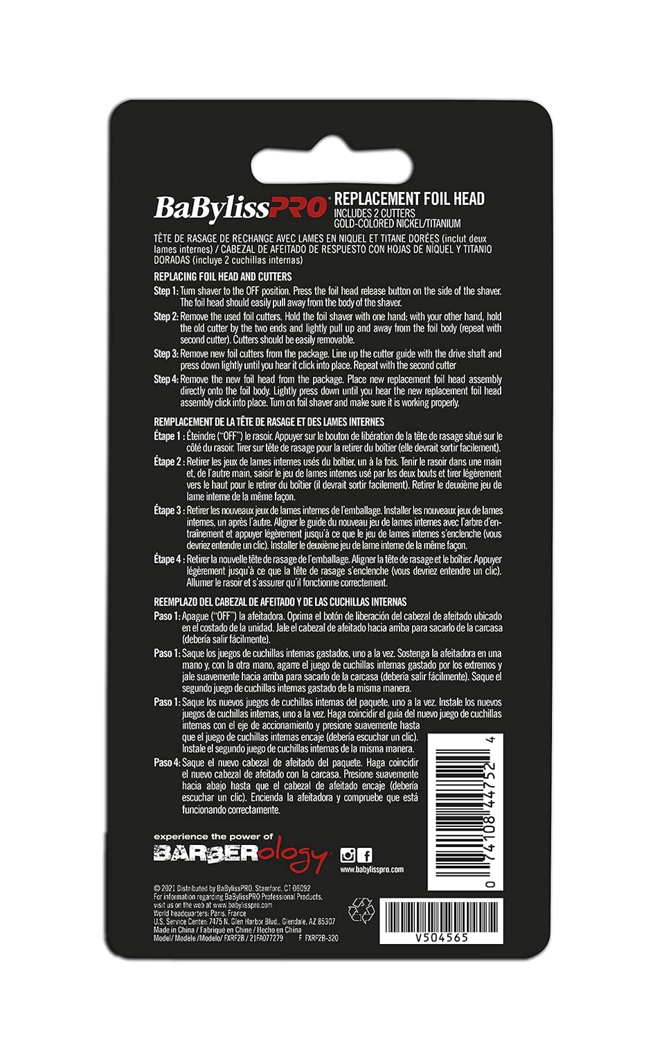BaBylissPRO® Replacement Foils & Cutter for FOILFX™02 (Black)
