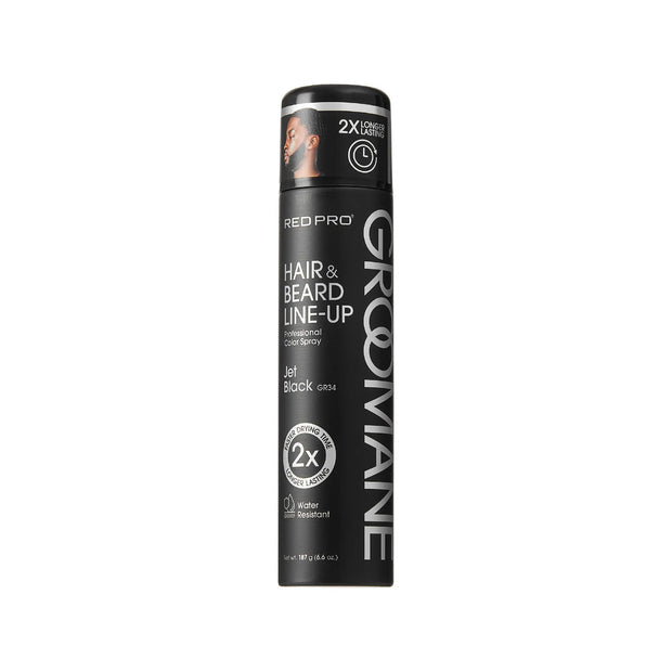 RED Pro GROOMANE Temporary Color Spray for Hair & Beard Line-Up, Barber Grade, Quick-Drying, 2X Longer-Lasting (Up to 20 Washes), Precision Nozzle, No Ammonia, Peroxide (Black, 6.6oz)