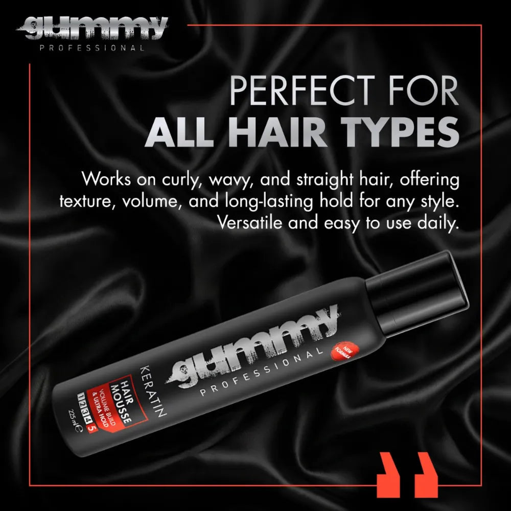 GUMMY Keratin Ultra Strong Hold Hair Styling Mousse (7.6oz)