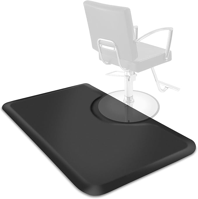 Salon & Barber Shop Chair Anti-Fatigue Floor Mat - Black Rectangle - 3 ft. x 5 ft. 7/8 in. Thick