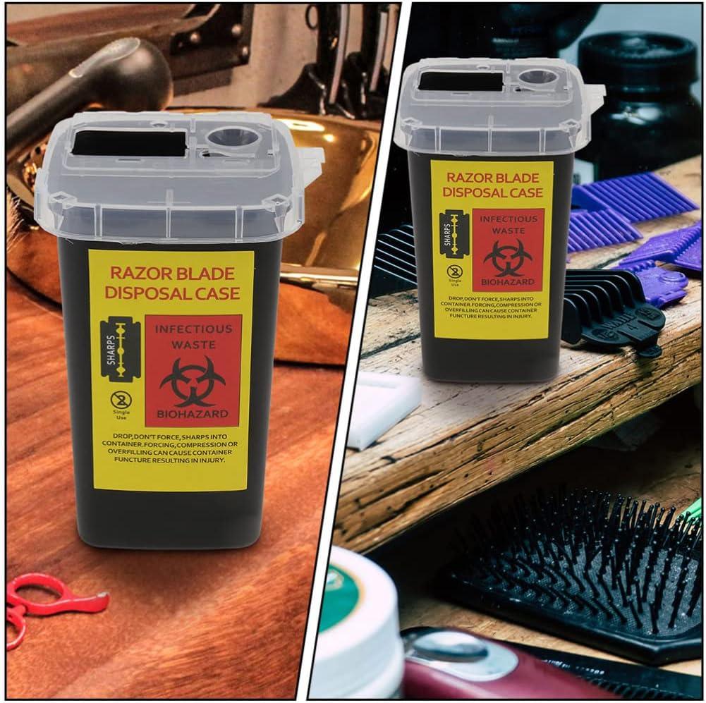 Razor Blade Disposal Container for Barbershop, Disposable Sharps Container for Used Razor Blades, Barber Blade Disposal Case, Puncture-Resistant Safety Container for Salon & Barber Supplies