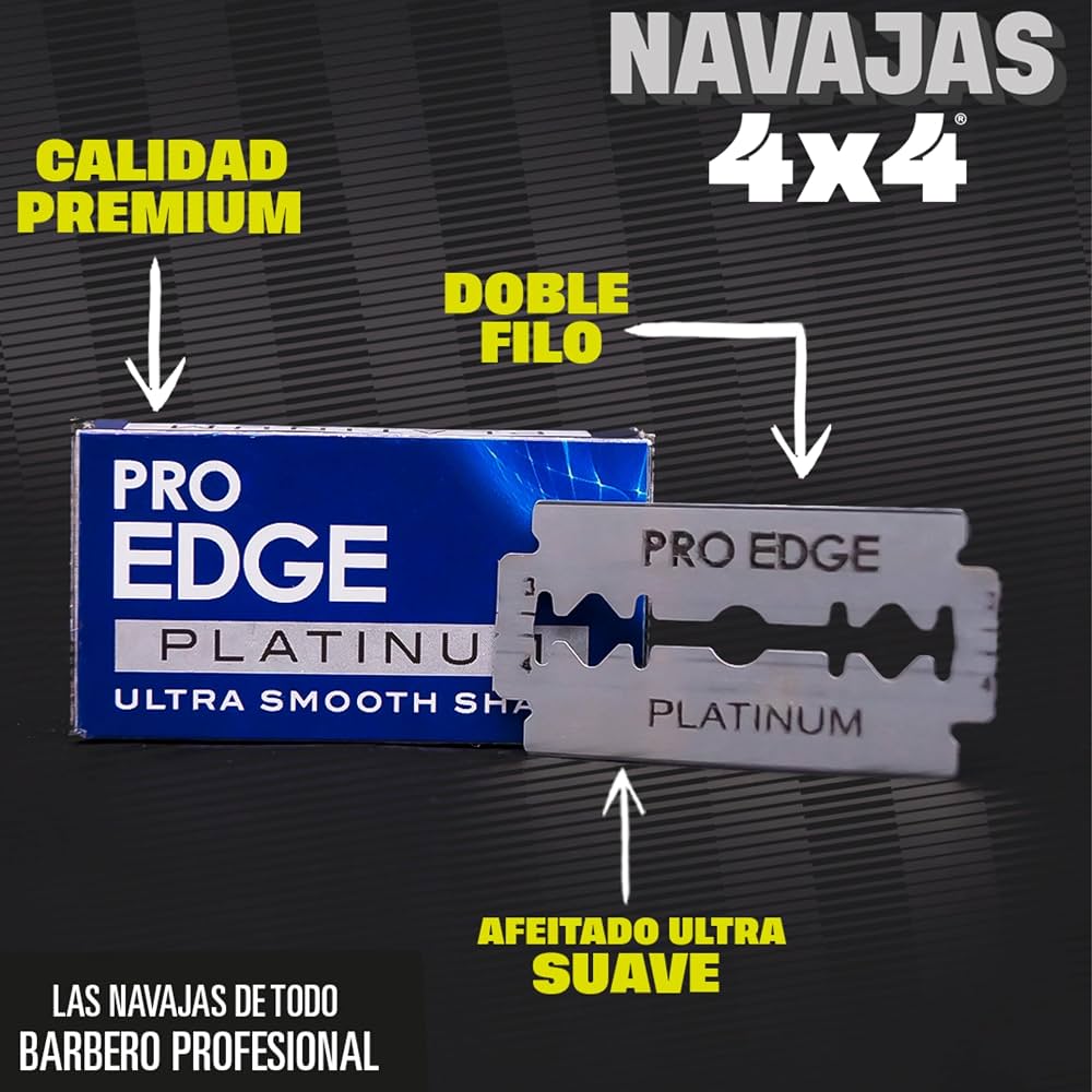 4x4 Pro Edge Platinum Razor Blades, 100 Pieces, Double Ed, Ultra Soft Shave