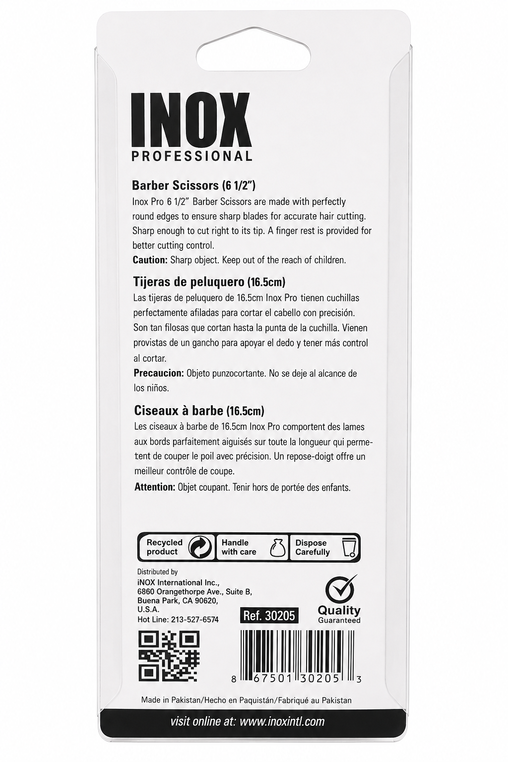 INOX Professional Barber Scissors – 6.5”