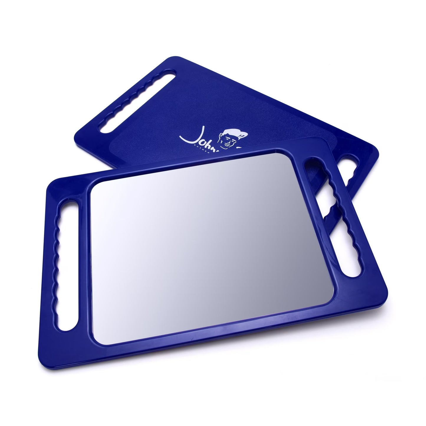 JOHNNY B. Large Handheld Lightweight Rectangular Mirror with Double Handle for Barbers, Hairdressers, Home