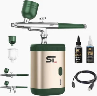 Supreme Trimmer Barber Airbrush Kit Cordless Hair and Beard Enhancement System with Ink Cleaning Solution