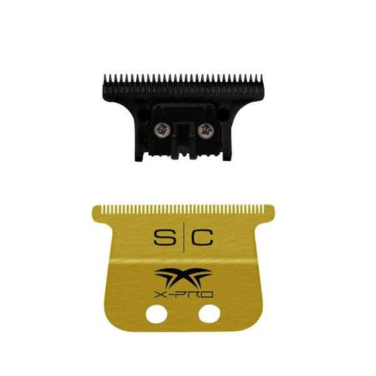 Replacement Fixed Gold Titanium X-Pro Wide Hair Trimmer Blade with Black Diamond Carbon DLC THE ONE Cutter Set