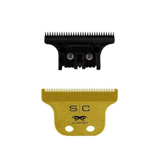 Replacement Fixed Gold Titanium Classic X-Pro Hair Trimmer Blade with Black Diamond Carbon DLC THE ONE Cutter Set