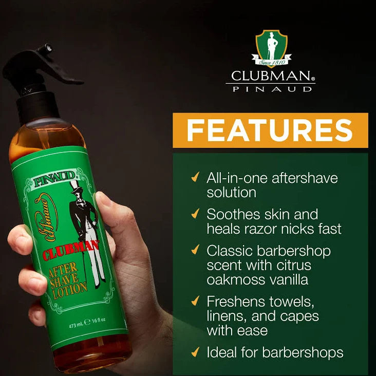 Clubman Pinaud After Shave Lotion, Soothes Skin After Shaving With Masculine Fragrance, 16 oz